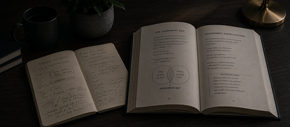Open book and notebook for leadership development