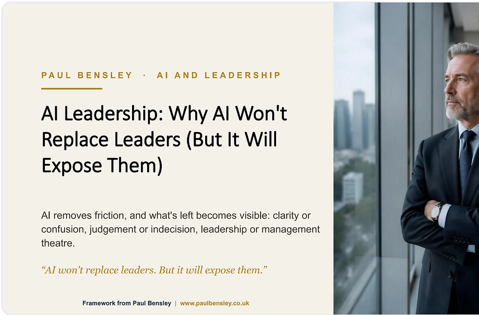 Paul Bensley on AI for business leadership and why it won't replace leaders.