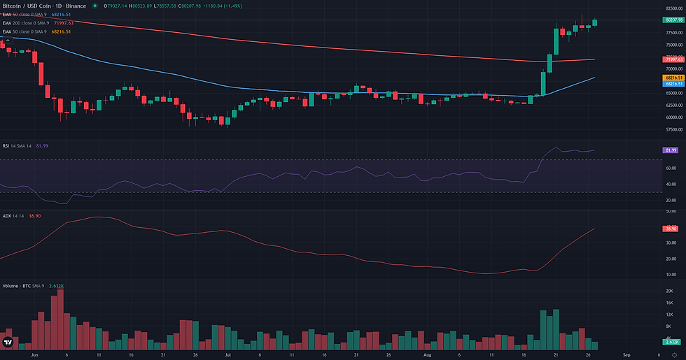 BTC USDC daily continuation technical chart for Bitcoin breakout analysis
