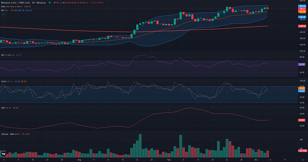 BNB USDC daily range and rebound technical chart for BNB breakout analysis