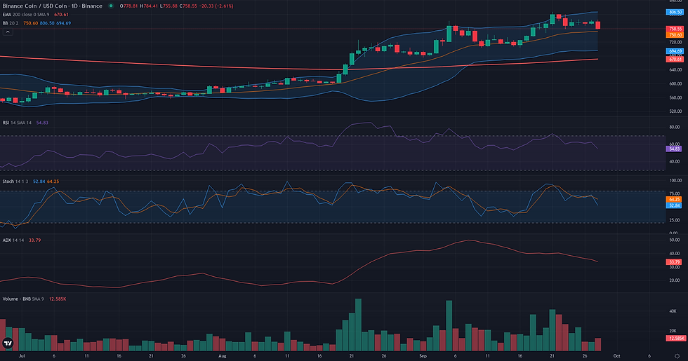 BNB USDC daily range and rebound technical chart for BNB bullish breakout analysis