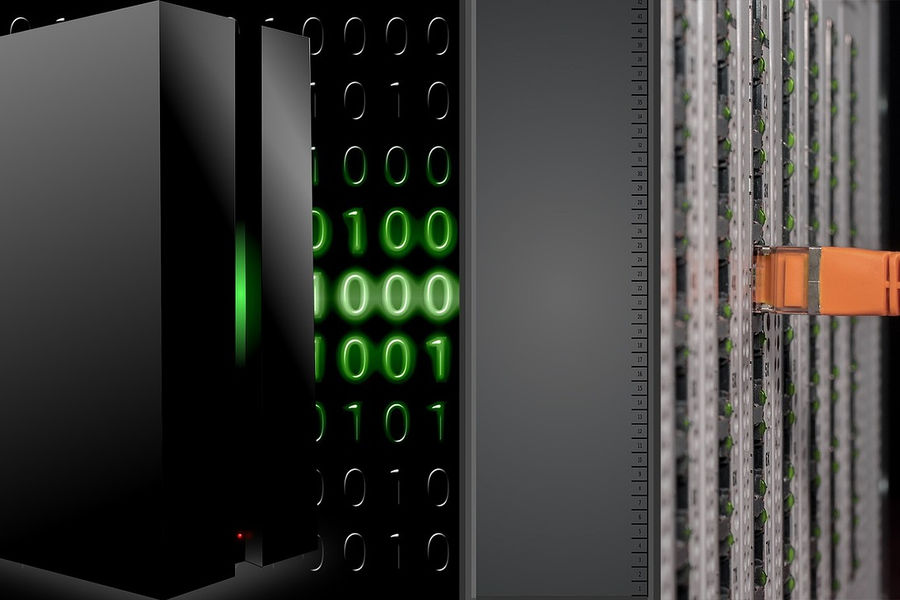 Data center illustrating index adjustments and data flows.
