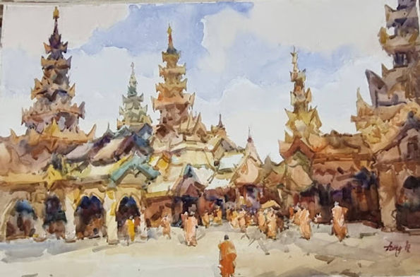 Temple in Kathmandu | Watercolor