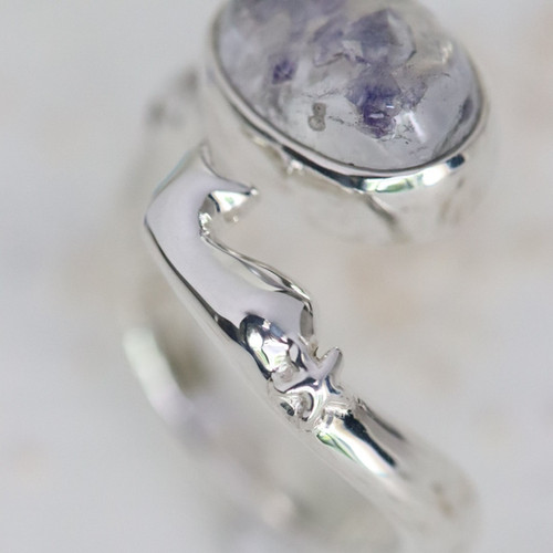フローライトインクォーツ シルバーリング フローライトインクォーツと星猫リング silver925 | atelier-ci-pu