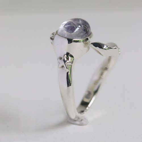 ハンドメイド シルバー クリスタルリング フローライトイン フローライトインクォーツと星猫リング silver925 | atelier-ci-pu