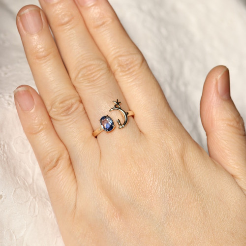 koneko.ku k10 サファイア リング K10バイカラーサファイアと星月猫 ゴールドリング | atelier-ci-pu