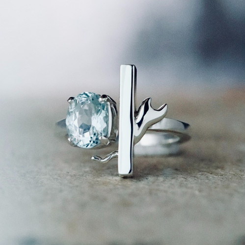✰未使用✰一点物✰アクアマリンリング✰silver925✰ 猫は見た！アクアマリンリング silver925 | atelier-ci-pu