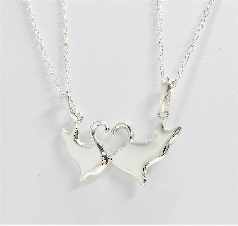 ハート猫 ペアネックレス silver925