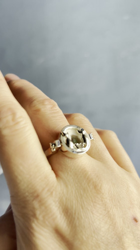 スイベルリング 2匹の猫とソーラークォーツ silver925 | atelier-ci-pu