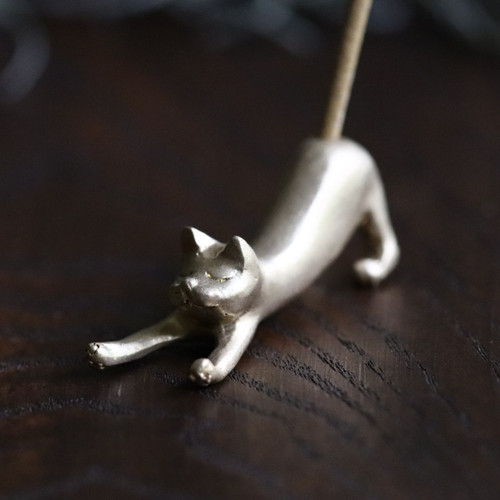 ヨガネコお香立て |アトリエちぃぷぅ｜ お香立て 猫