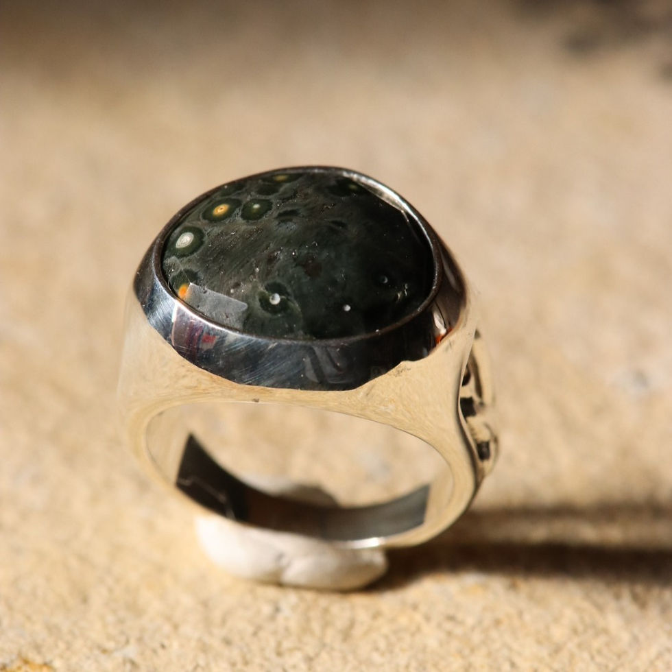 サムネイル： オーシャンジャスパーと猫リング silver925