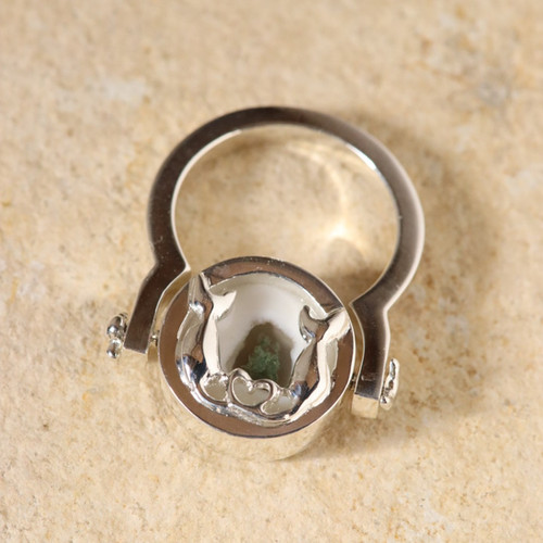 スイベルリング 2匹の猫とソーラークォーツ silver925 | atelier-ci-pu