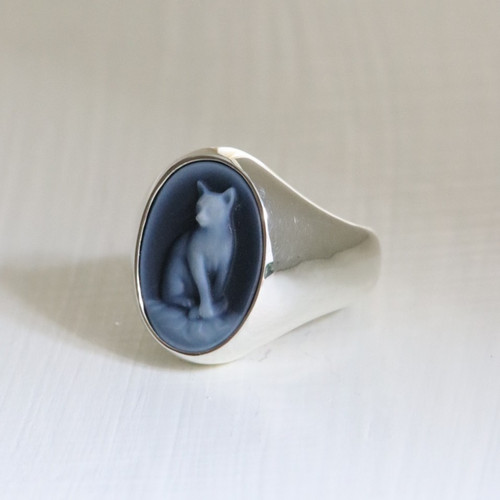 猫カメオ印台リング silver925 | atelier-ci-pu