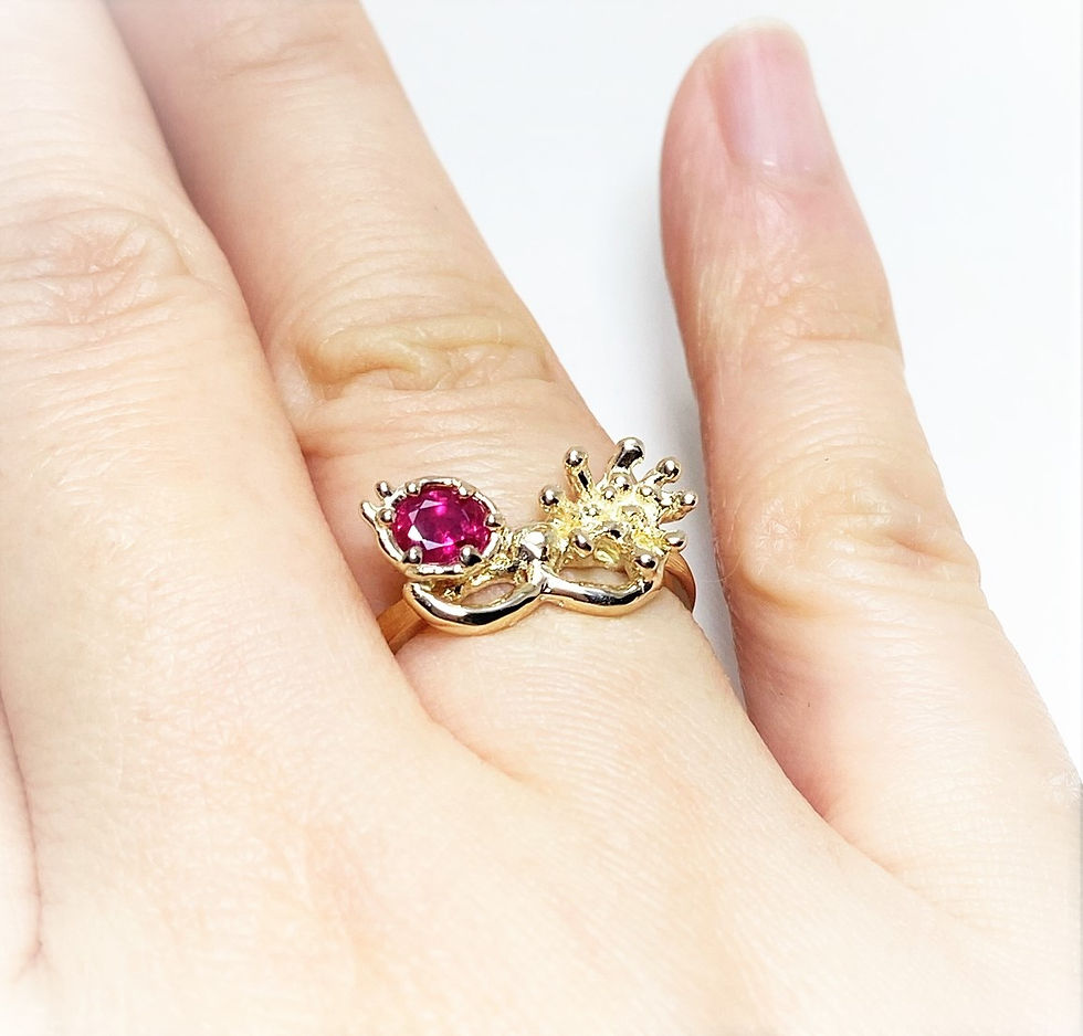  K10 happy cat ring ルビー着用
