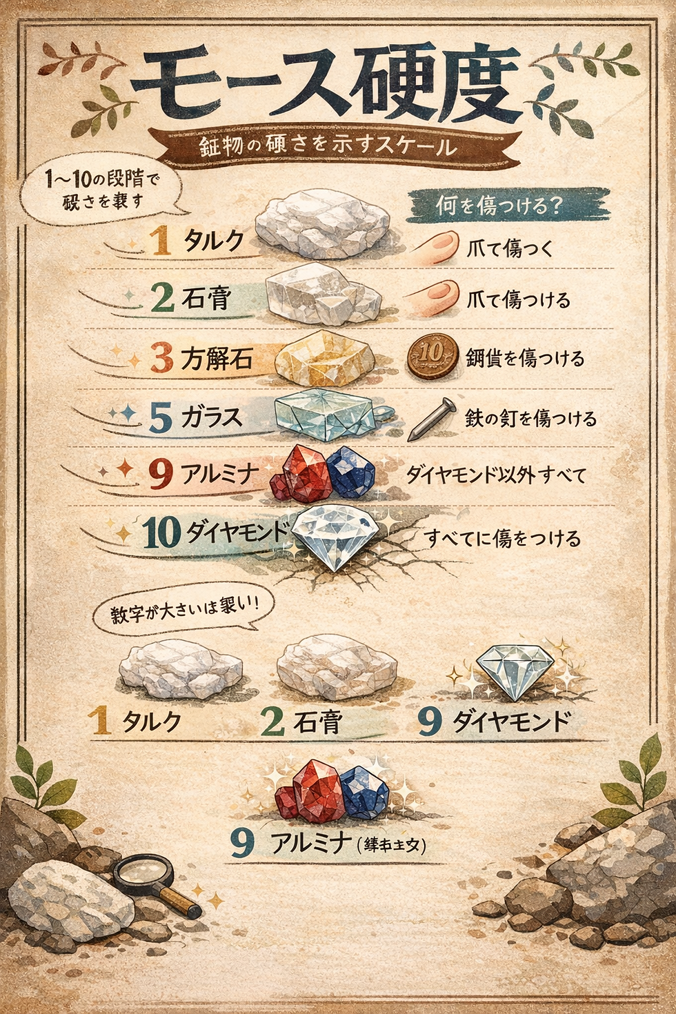 わかりやすいモース硬度一覧表