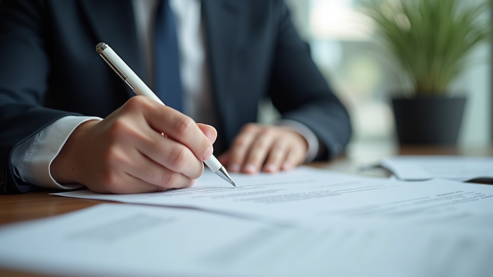 Close-up of a person filling out immigration forms