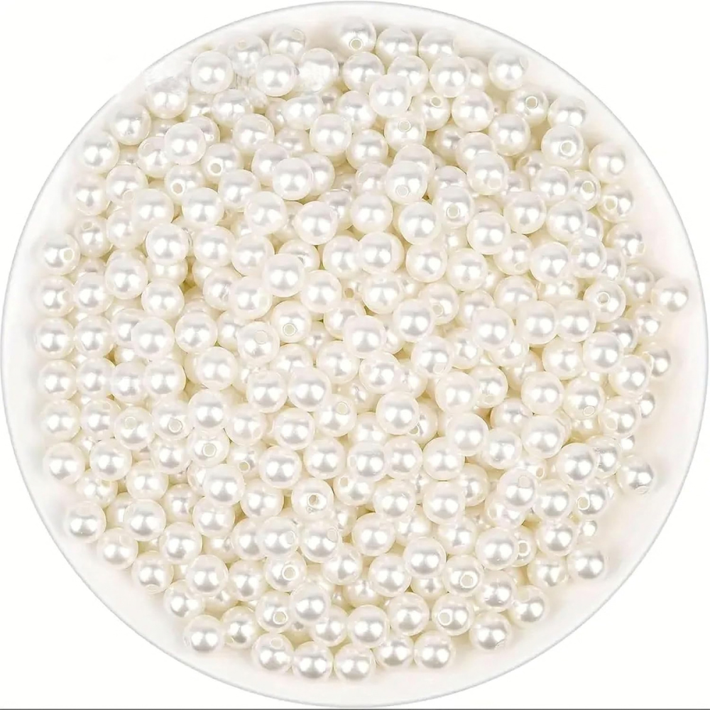 TekBud Round 8mm Pearls (White) - Pack of 100