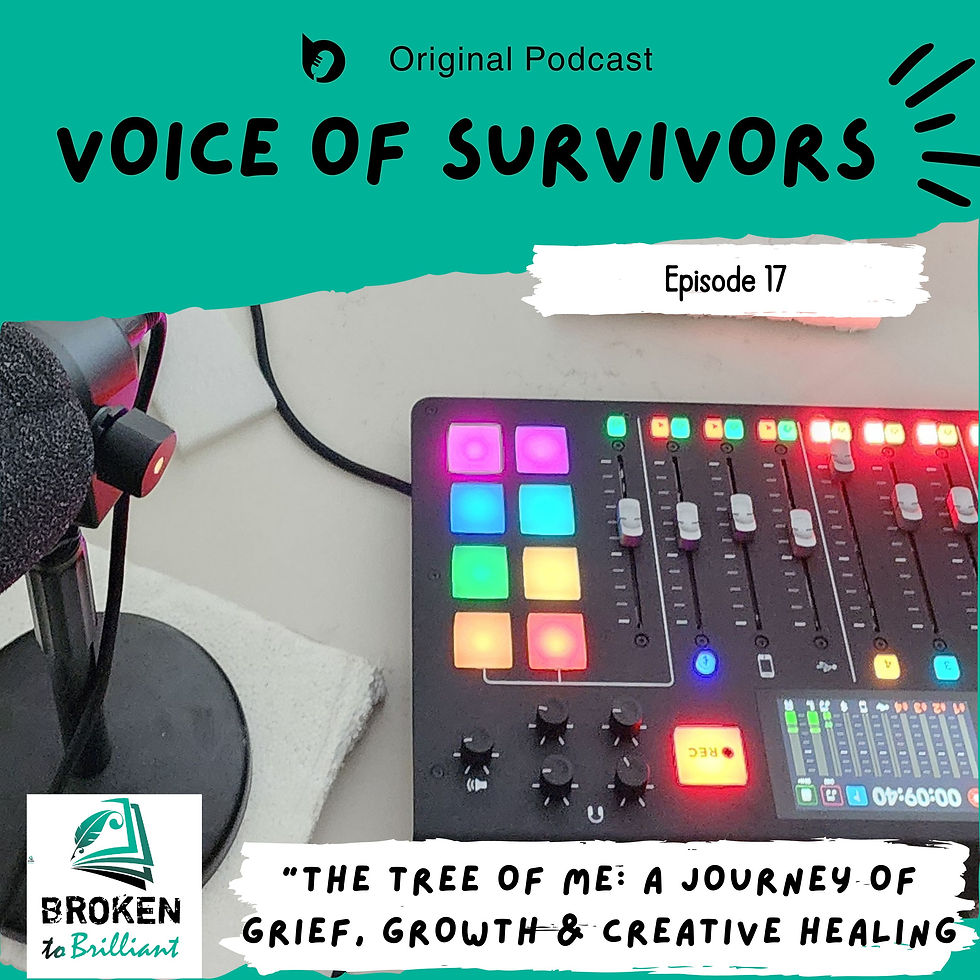 The bVoice of Survivors podcast tile for the episode The Tree of Me – A Journey of Grief, Growth & Creative Healing
