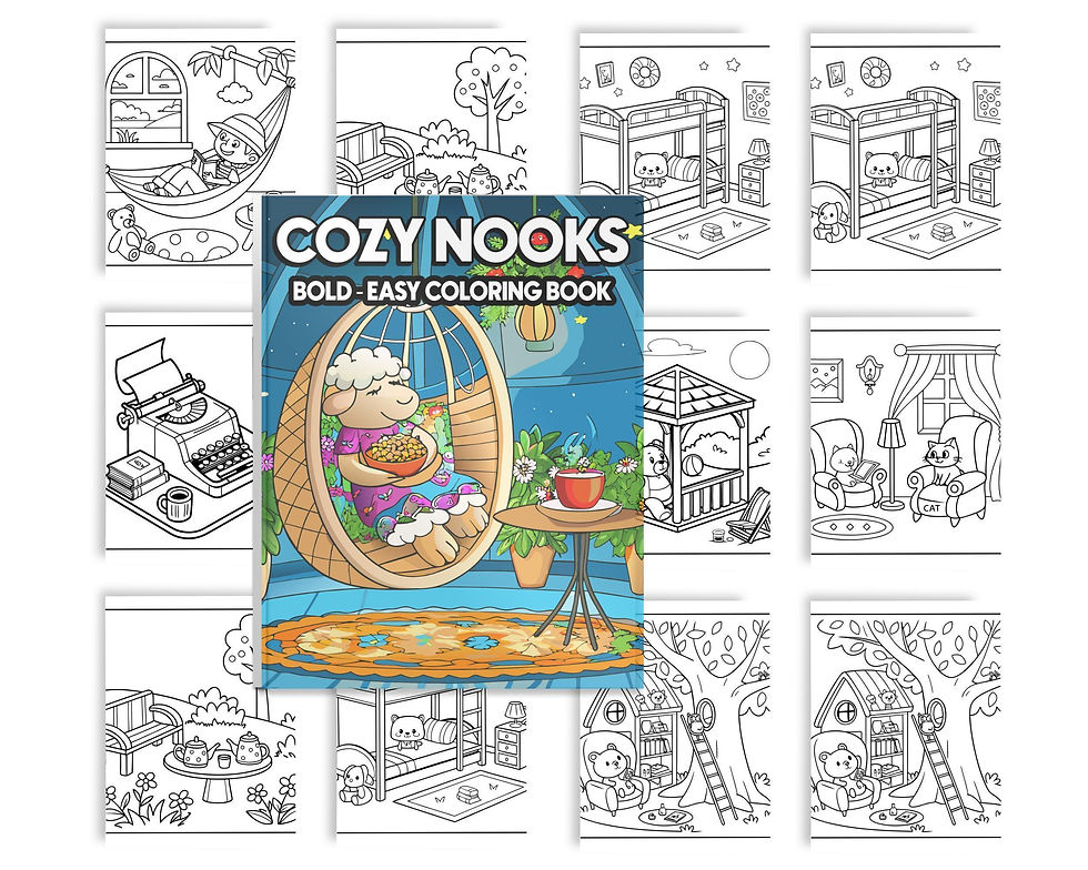 Thumbnail: Cozy Corner Coloring Book: Digital Pages, PDF, Cute & Comfy, Bold & Easy Designs