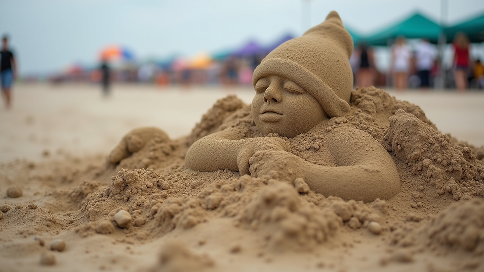 High angle view of sand sculpture at Port Aransas SandFest