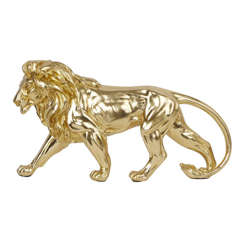Leahley Lion Sculpture; (43x11x24)cm, Gold