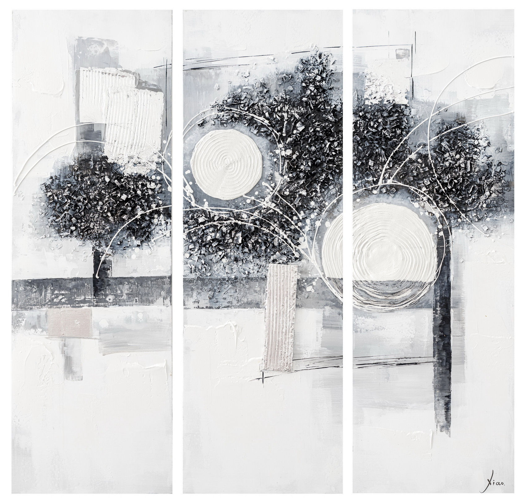 Oil Painting Set With Frame 3pcs; (120x120x3.5)cm