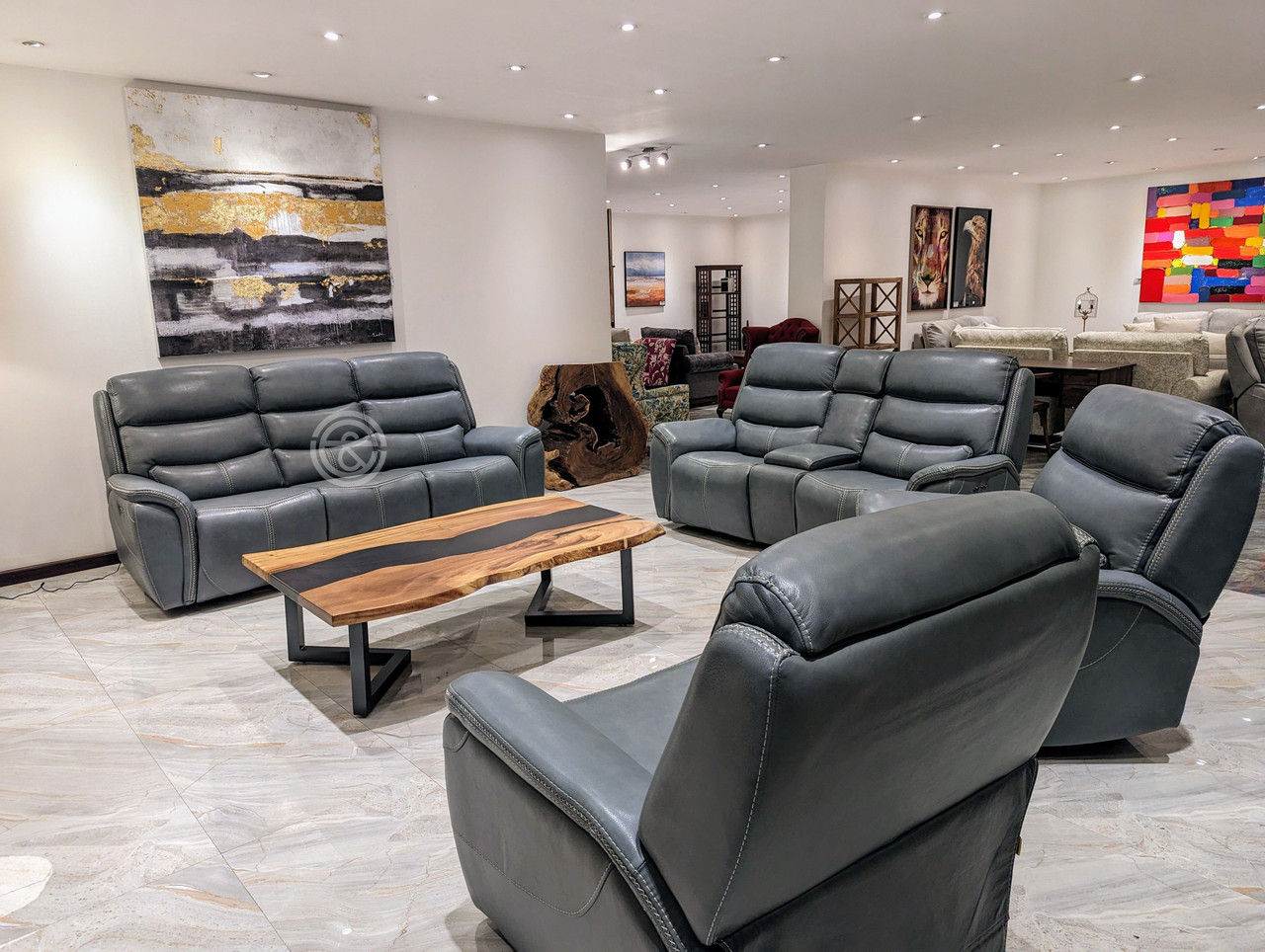 Rexburg 7 Seater Dual Power Recliner In Leather