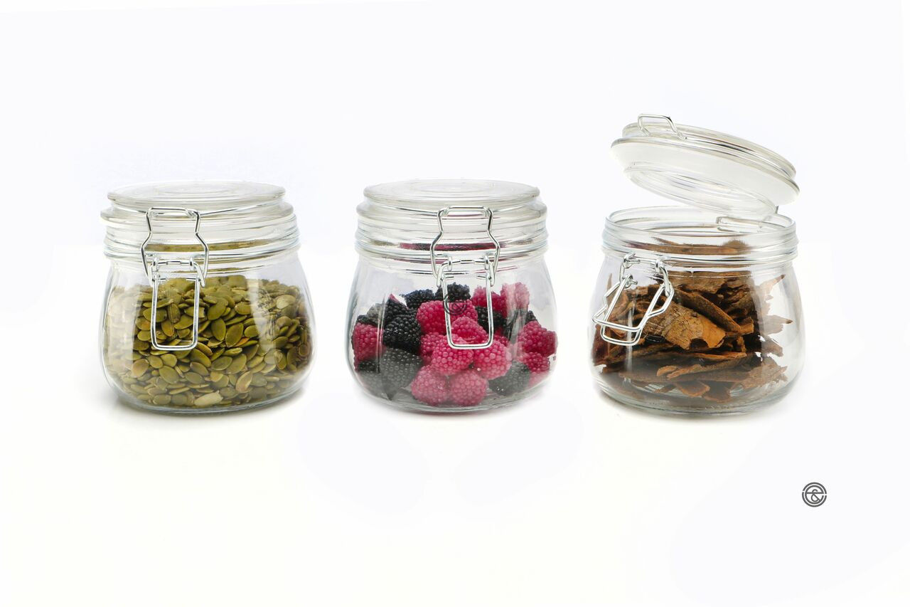 Set of 6 Retro Glass Jar With Clip Lid 500ml