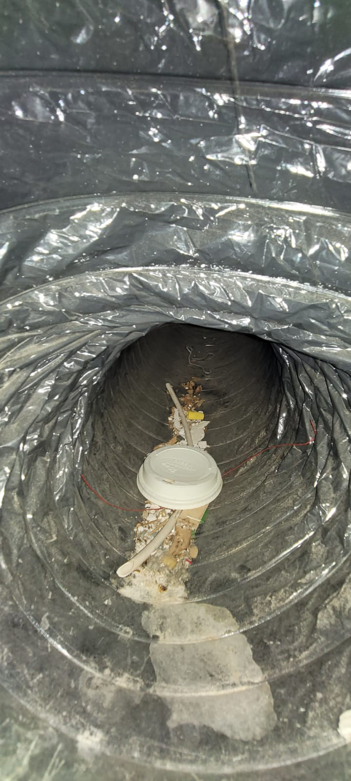 Dirty air duct in Bronxville before intervention.