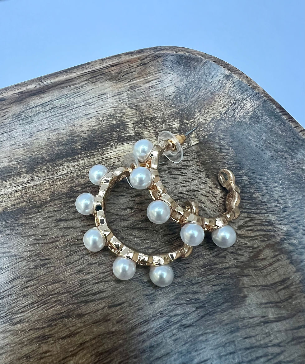 Gold Pearl Hoop
