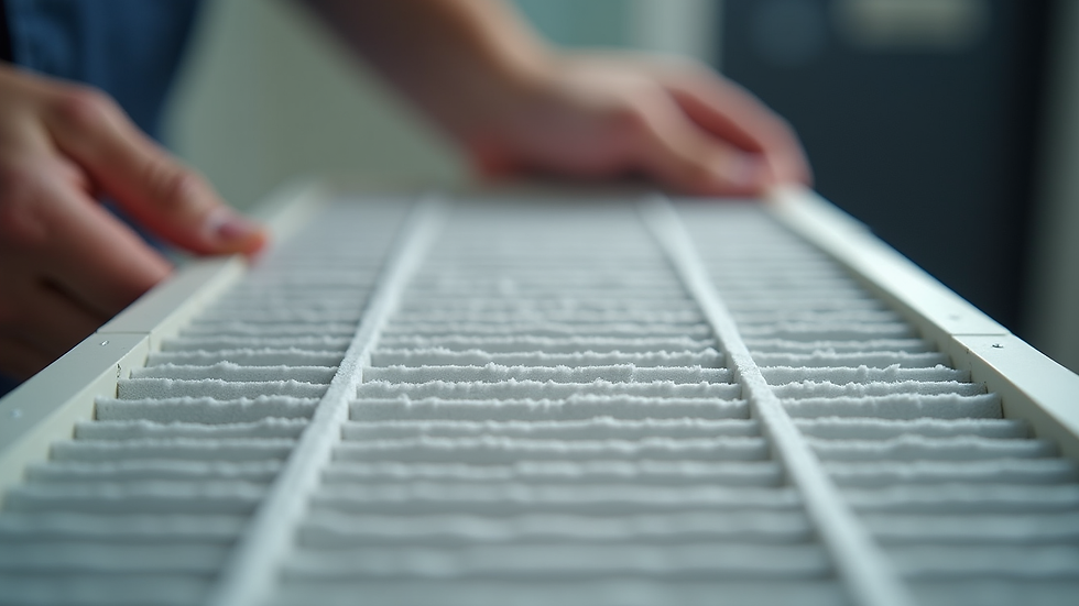 Close-up view of a clean HVAC air filter being replaced