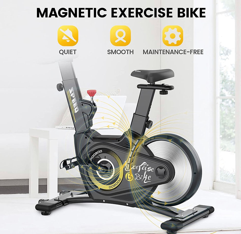 Thumbnail: pooboo Magnetic Exercise Bikes Indoor Cycling Bikes Belt Driven Stationary Bike 