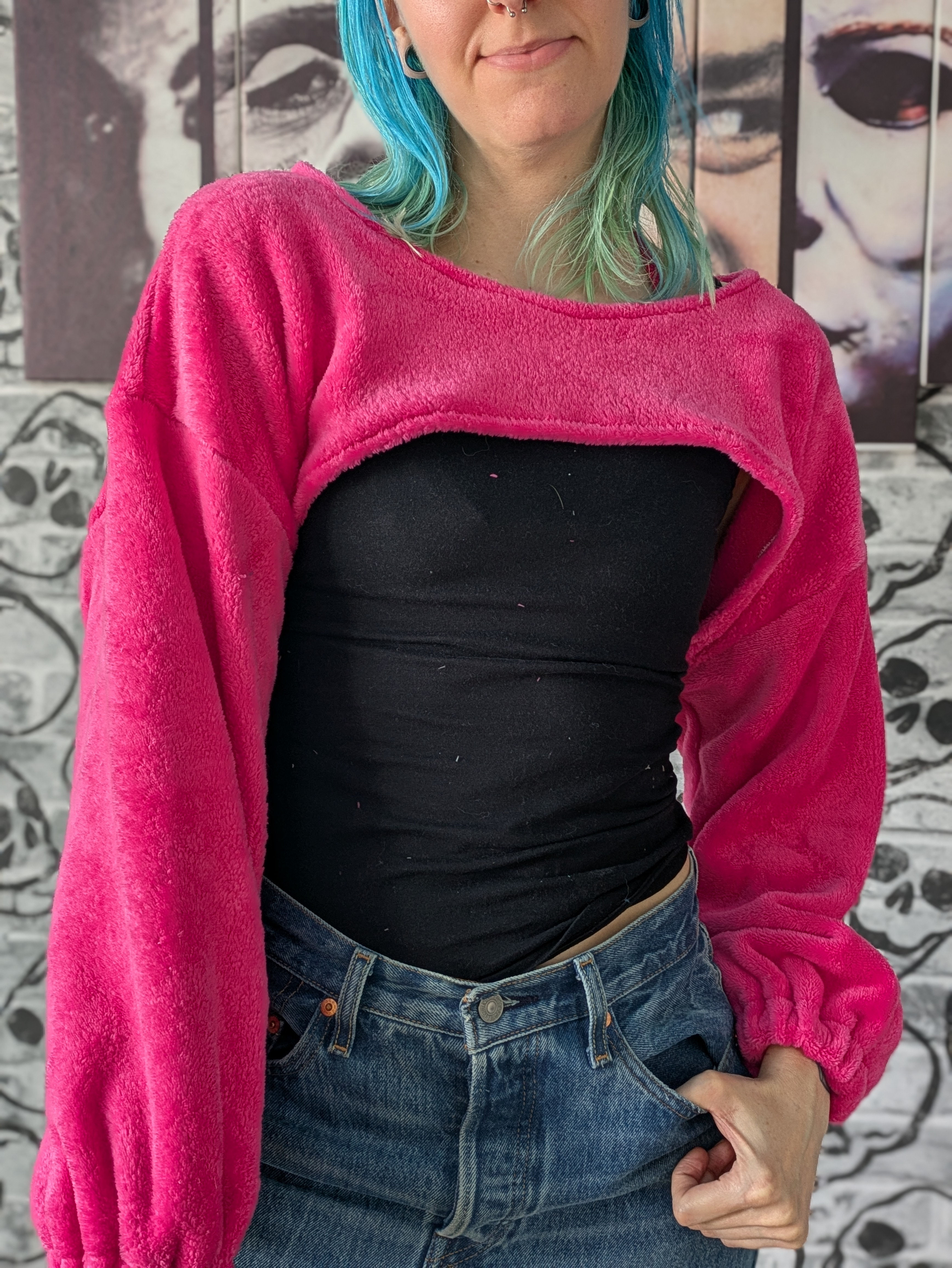 The Cosy Crop Jumper | Upcycled Blanket Cropped Jumper - Pink