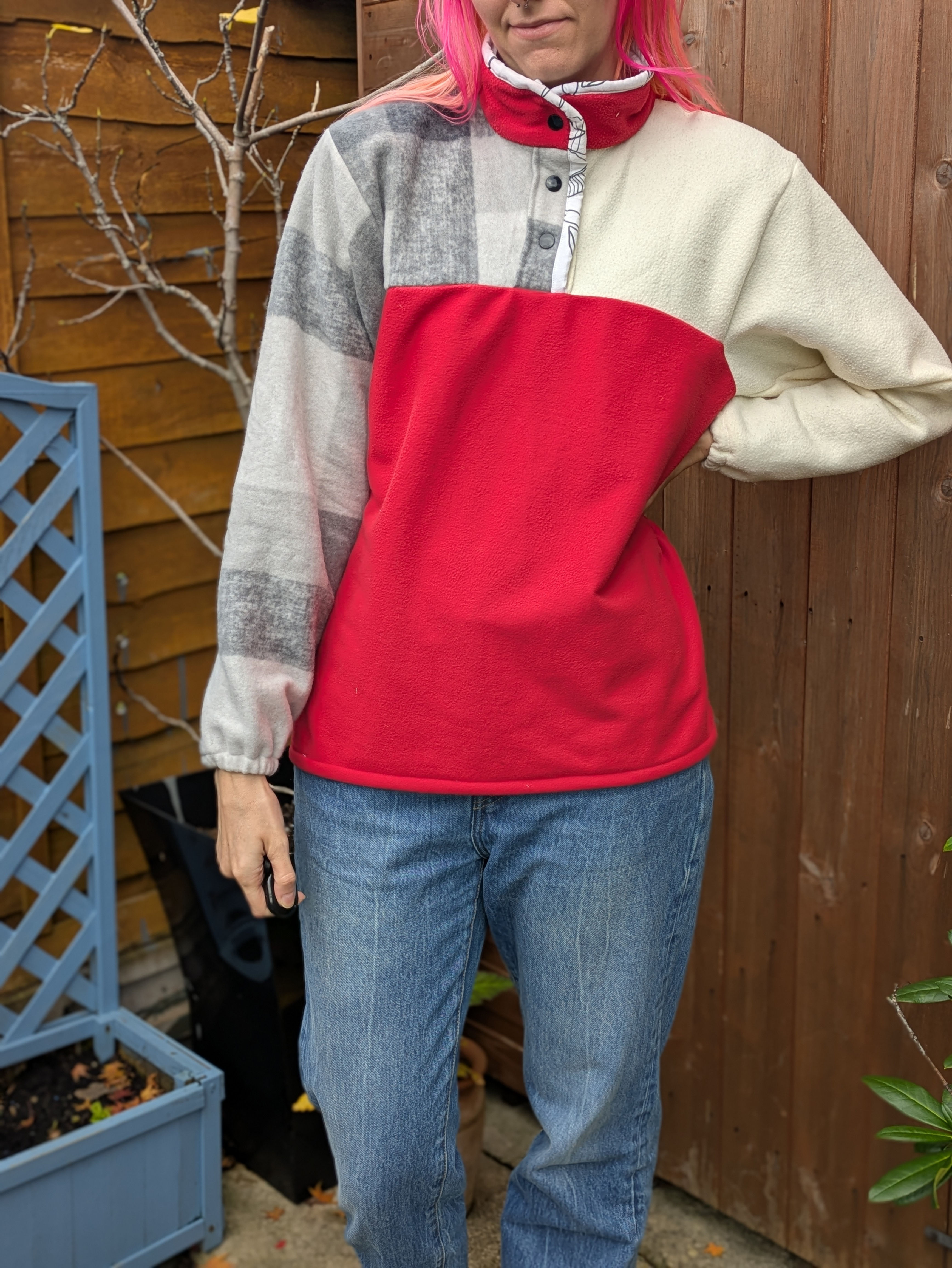 Resnug Upcycled Quarter Jumper - Red Patchwork