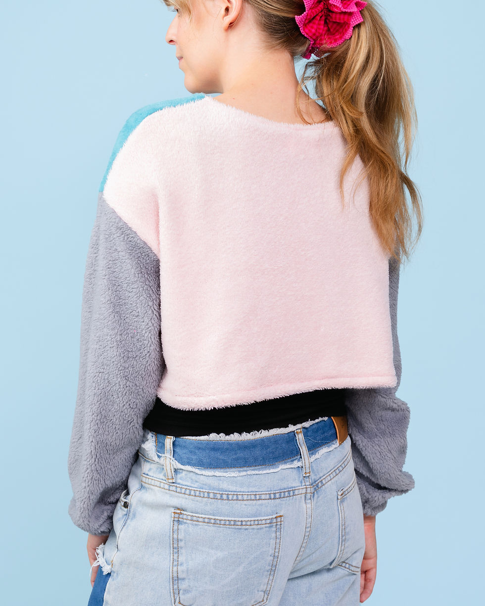 Thumbnail: Upcycled Blanket Cropped Jumpers | Block Colours