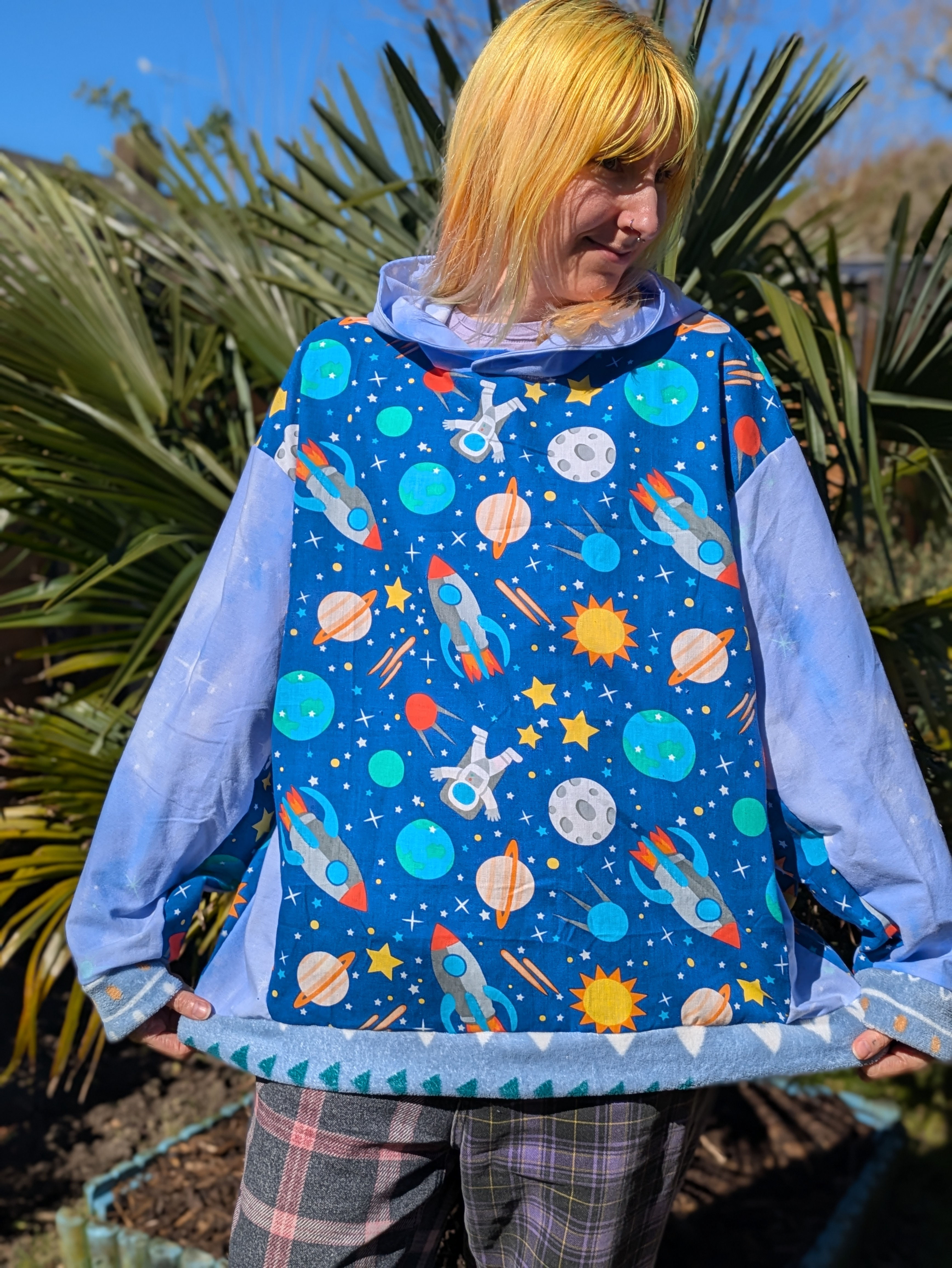 Upcycled Oversized Starry Spaceman Hoodie