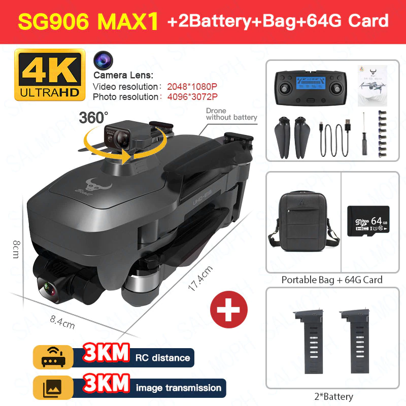 Miniatura: SG906 MAX 1 / Pro 2 Professional FPV 4K Camera Drone with 3-Axis Gimbal 3KM 