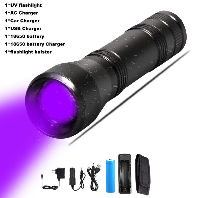 Miniatura: UV Flashlight LED 395nm torch Lamp Purple Violet Ultraviolet ray 5Mode Zoom 