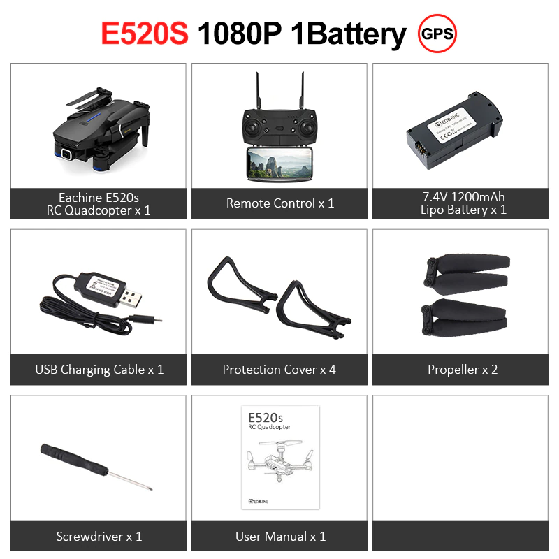 Miniatura: 3 Days Arrival-Eachine E520S Quadcopter Drone WIFI FPV 4K 1080P HD Professional