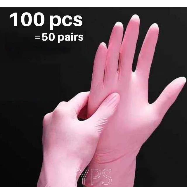 Thumbnail: 100pcs Black Nitrile Gloves Kitchen Disposable Latex Gloves For Household Kitche
