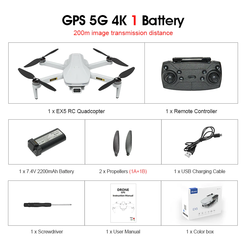 Miniatura: Eachine EX5 Drone 229g RC Quadcopter 4K GPS HD Mini Camera Profesional With 5G 