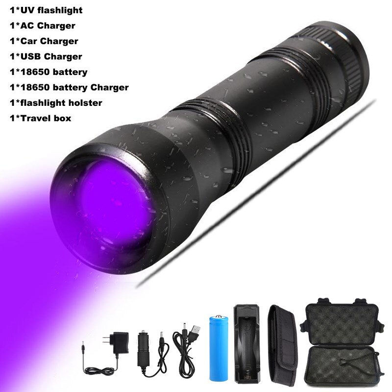 Miniatura: UV Flashlight LED 395nm torch Lamp Purple Violet Ultraviolet ray 5Mode Zoom 