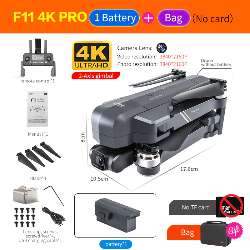 Miniatura: CSF F11S Pro Drone 4k Profesional Camera 3KM WIFI GPS EIS 2-axis Anti-Shake 