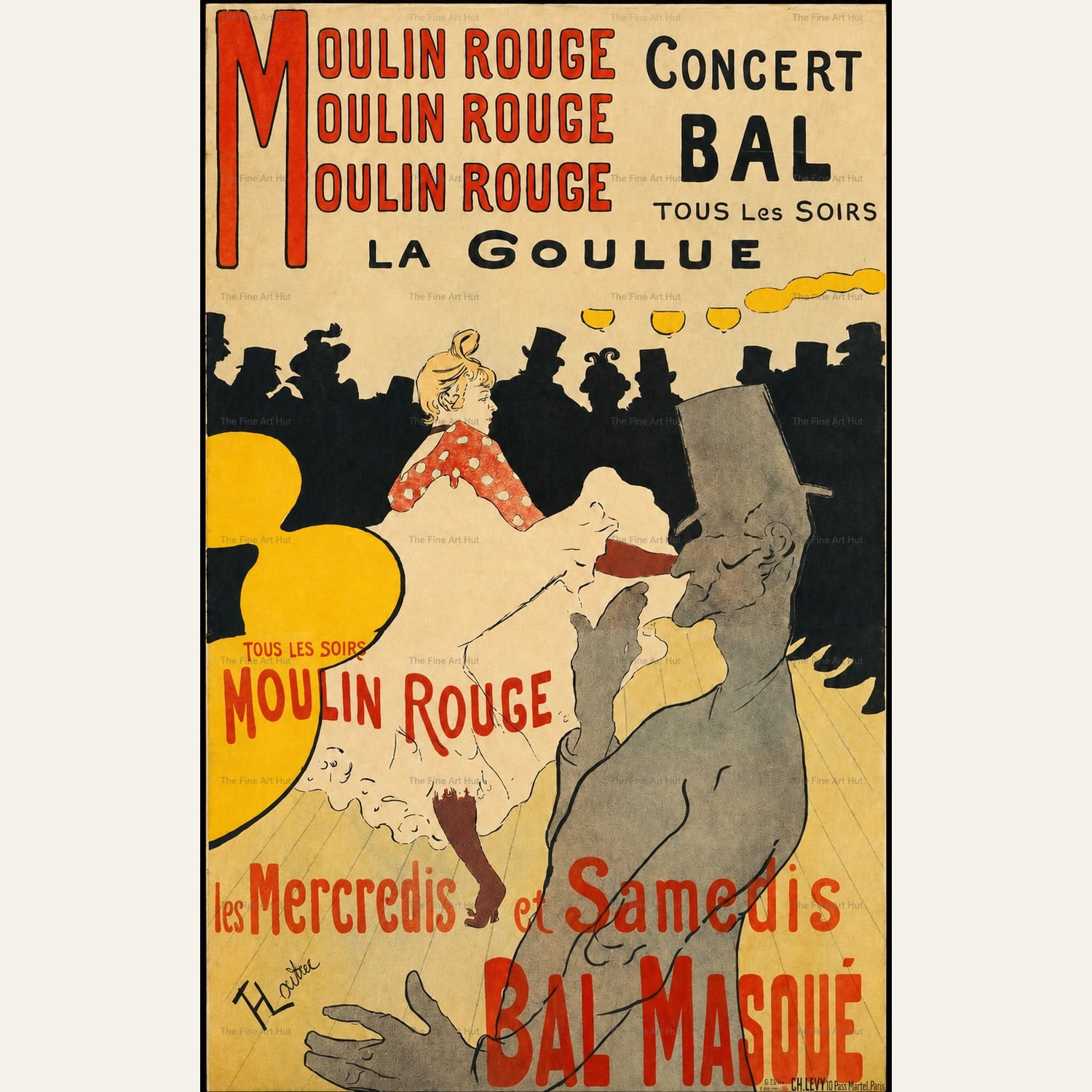Moulin Rouge: La Goulue — Henri de Toulouse-Lautrec Paris Cabaret Print, 1891
