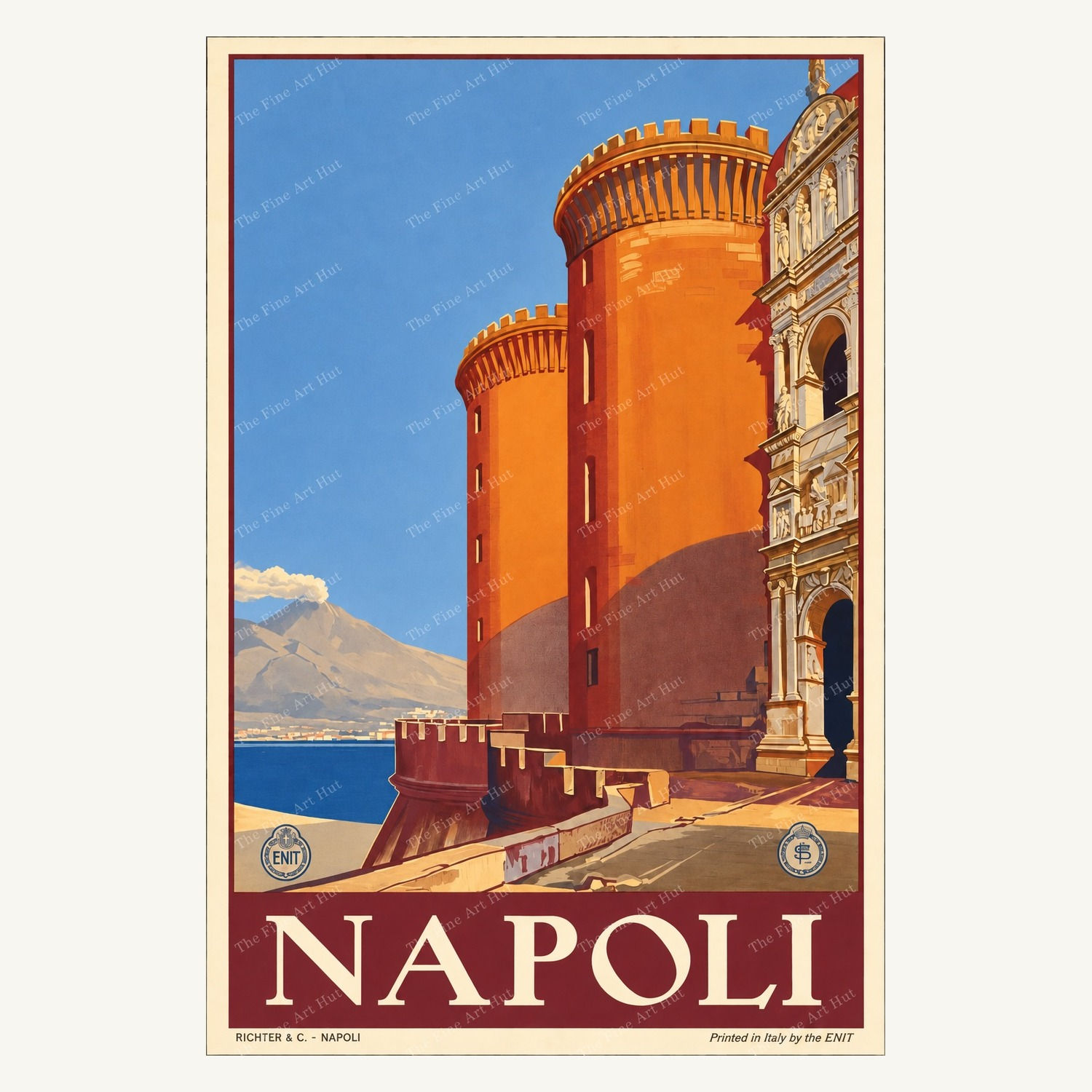 Napoli – Bay of Naples & Vesuvius Vintage Italian Travel Poster, c. 1920