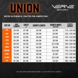 Graphic showcasing our Union Kit Size Charts.