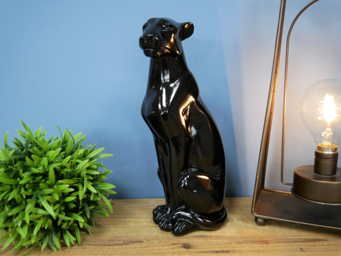 full length black leopard ornament