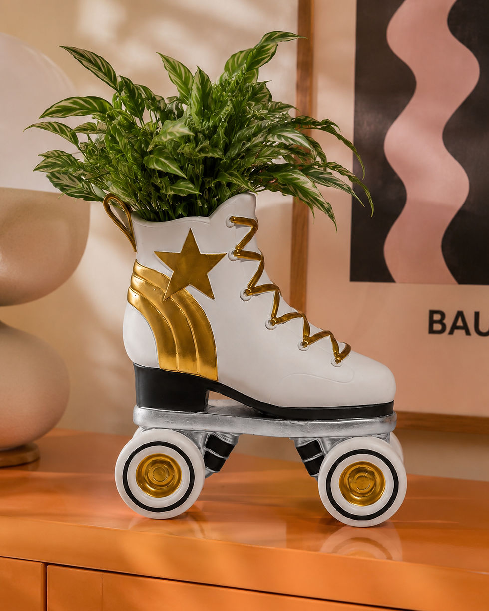 Thumbnail: White and gold retro roller skate vase