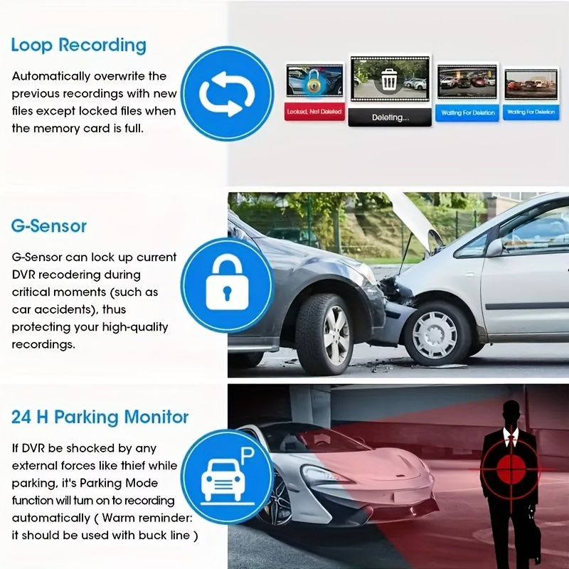 Thumbnail: HD 10 Inch Rearview Mirror Fash Cam - Touch Screen, Dual Cameras, G-Sensor, Nigh