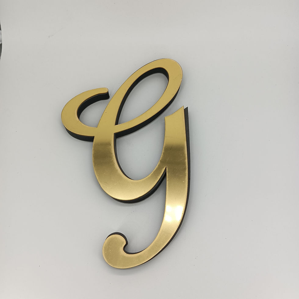 Thumbnail: Golden Acrylic Cursive Letter Mirror Wall Decals - Self-Adhesive 3D Art for Livi